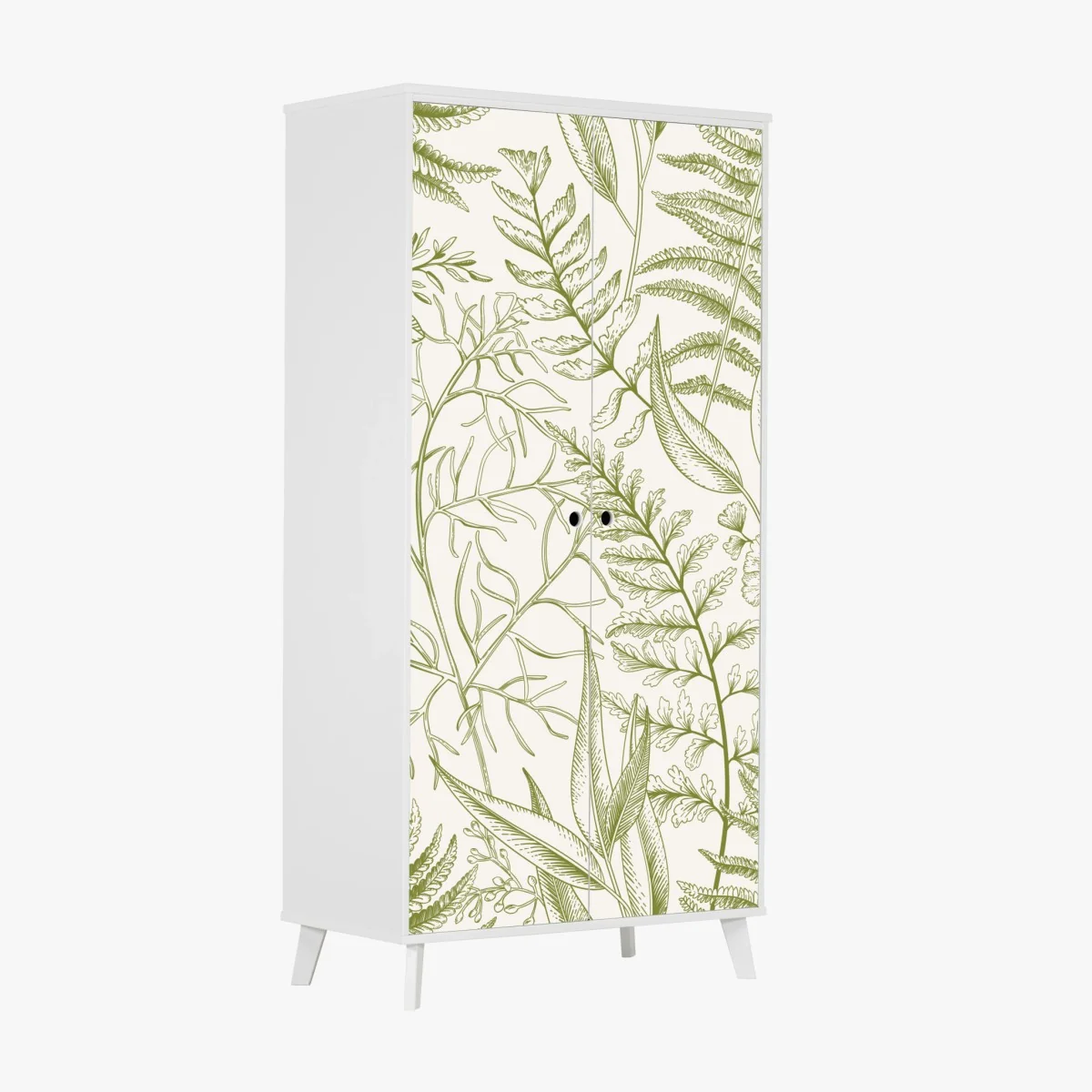 Schrankaufkleber handgezeichnetes grünes blättermotiv – Wallnifity®