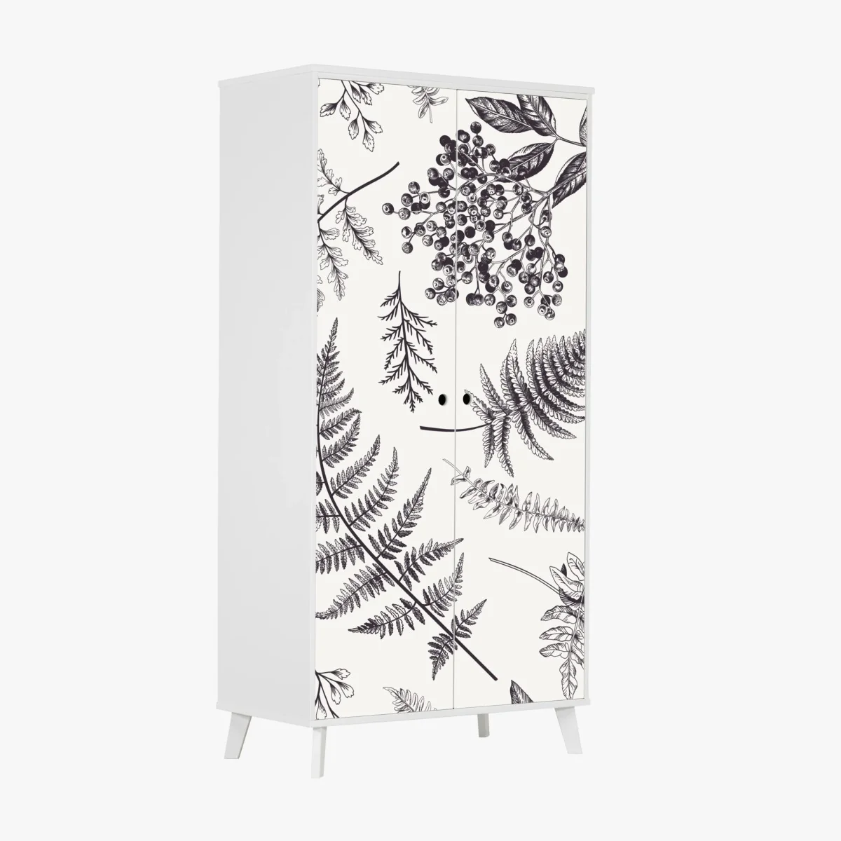 Schrankaufkleber monochromes botanisches blättermuster – Wallnifity®