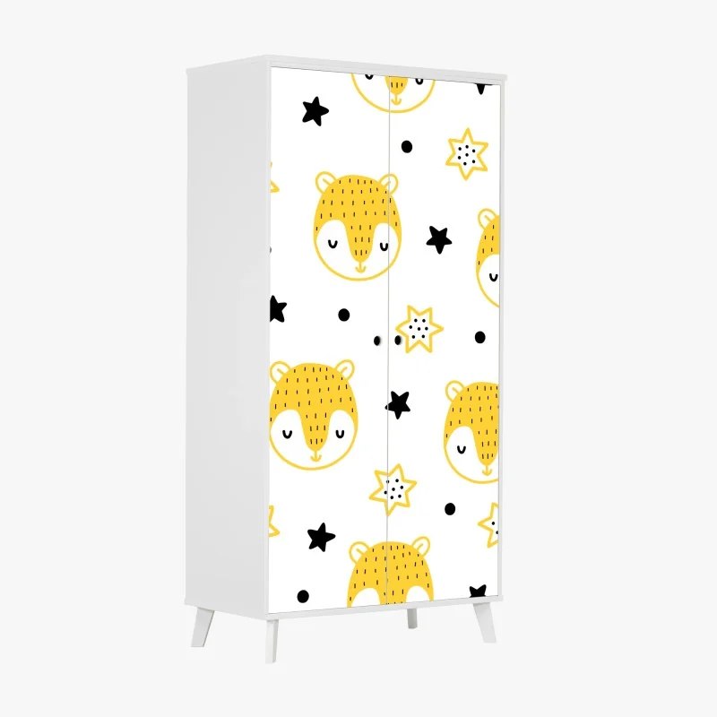 Schrankaufkleber niedliches gelbes tiergesichter muster für kinderzimmer