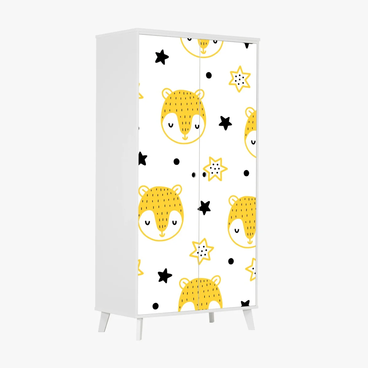 Schrankaufkleber niedliches gelbes tiergesichter muster für kinderzimmer – Wallnifity®