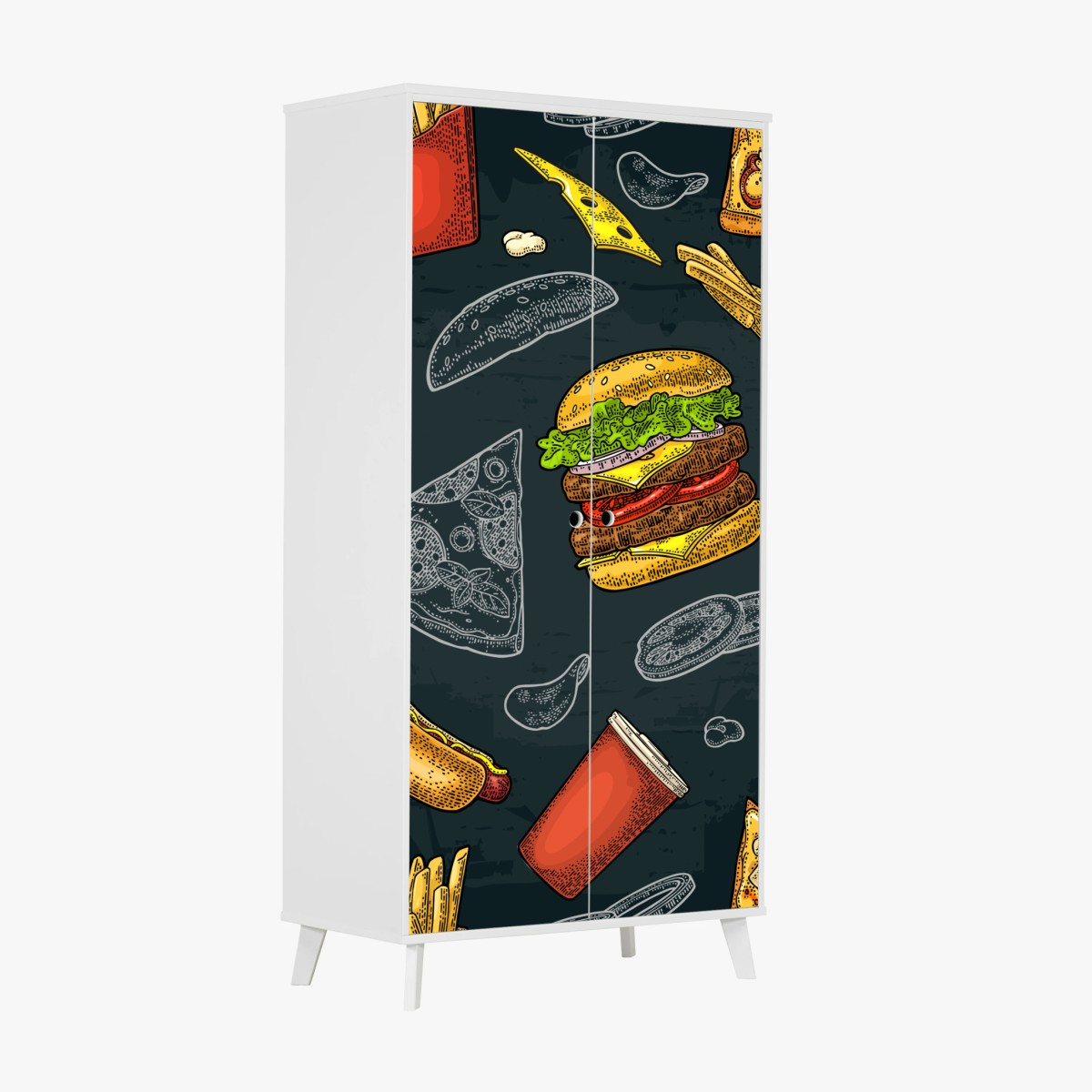 Schrankaufkleber vintage fast-food muster – Wallnifity® Schrankaufkleber vintage fast-food muster – Wallnifity®