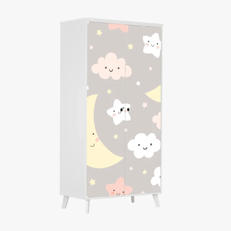 Schrankaufkleber schlafender mond und sterne kinderzimmer muster