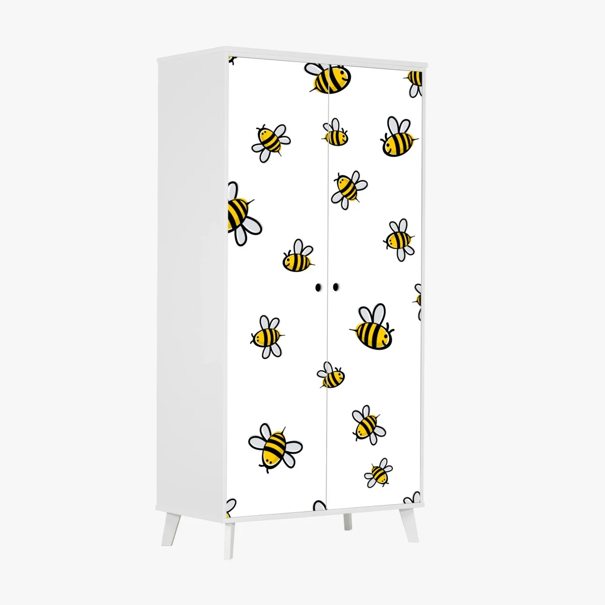 Schrankaufkleber verspieltes bienenmuster für kinderzimmer – Wallnifity® Schrankaufkleber verspieltes bienenmuster für kinderzimmer – Wallnifity®