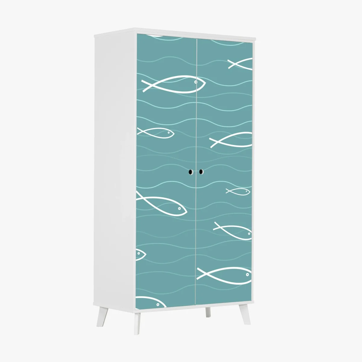 Schrankaufkleber türkis fischmuster – Wallnifity®