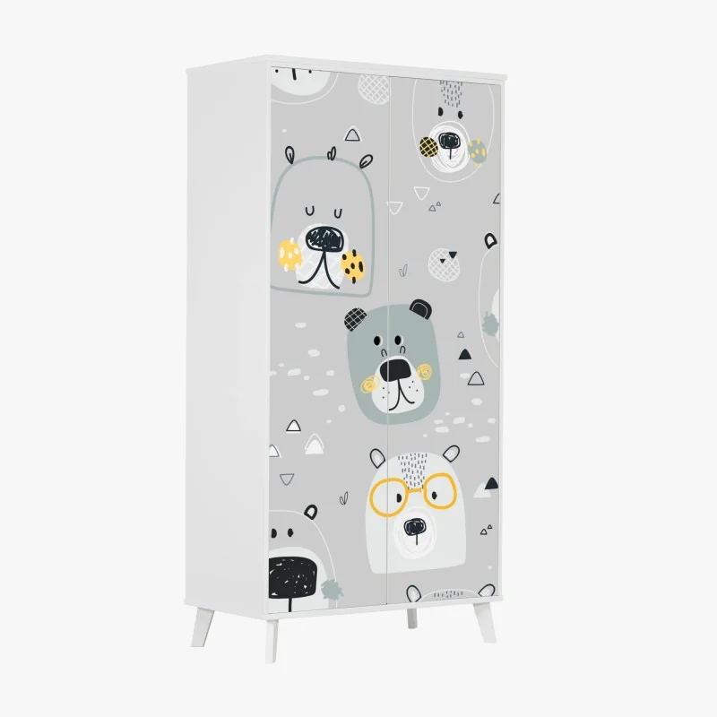Schrankaufkleber verspieltes bärenmuster für kinderzimmer