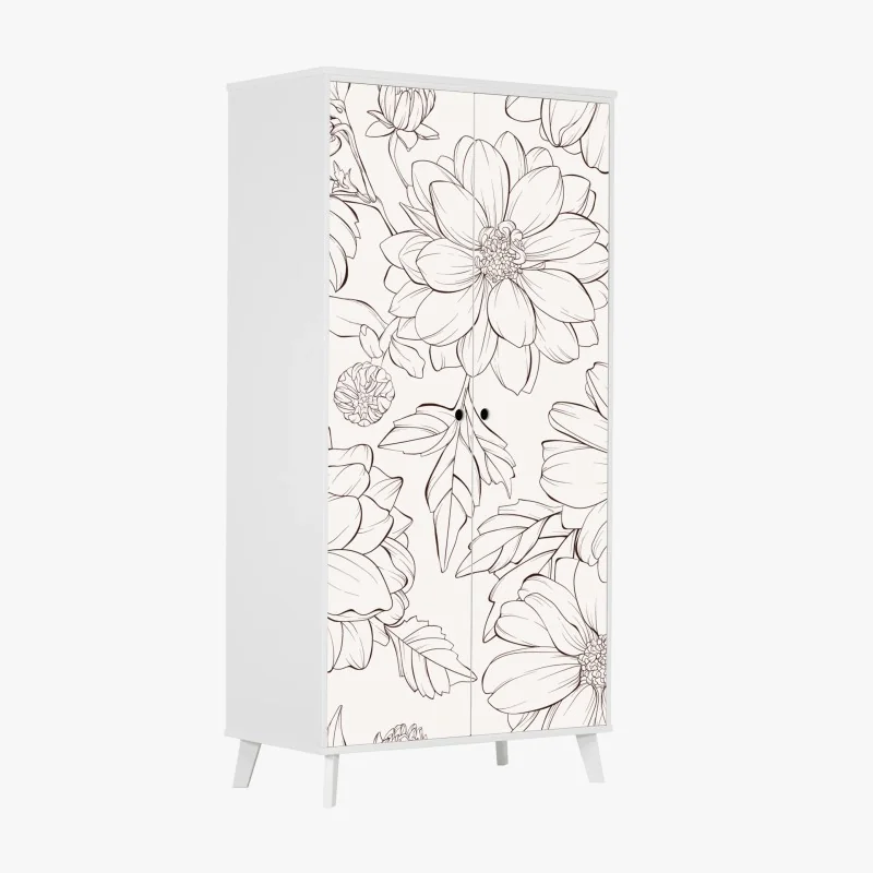Schrankaufkleber zartes botanisches blumenmuster