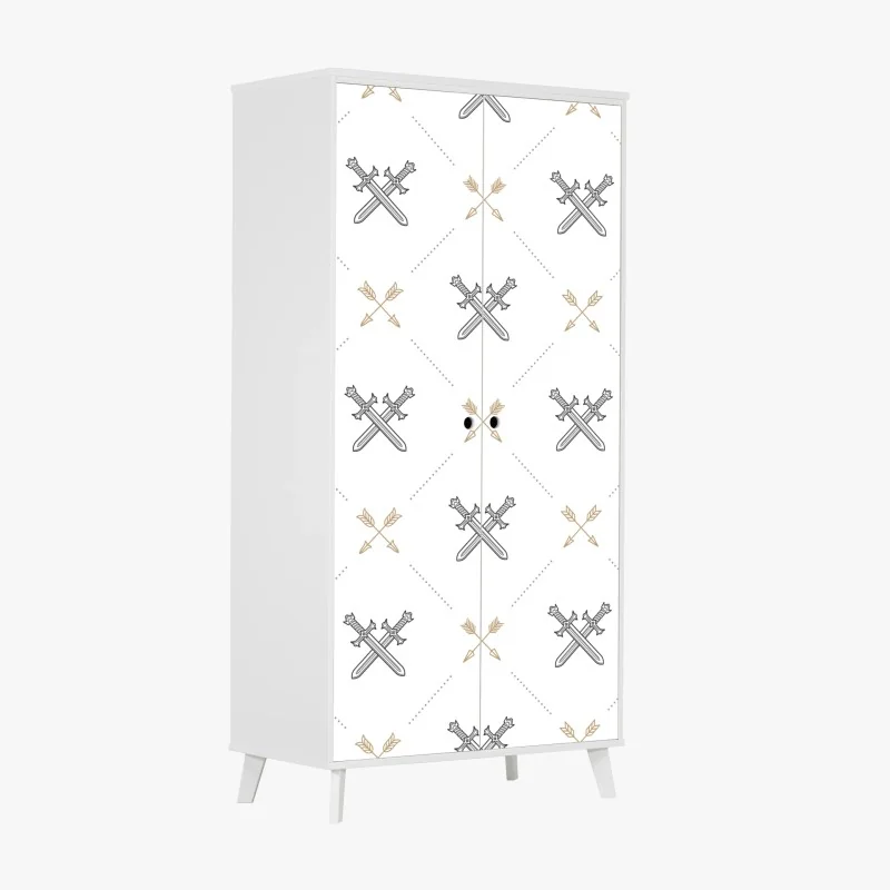 Schrankaufkleber muster mit gekreuzten schwertern und pfeilen