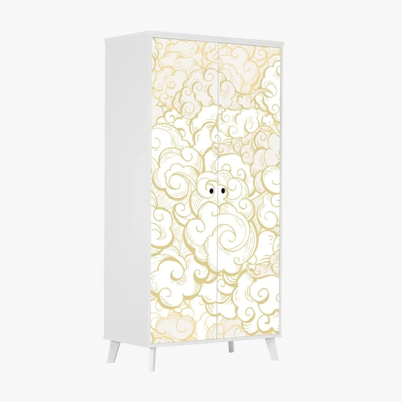 Schrankaufkleber rosa vögel und chryzanthemenmuster – Wallnifity®