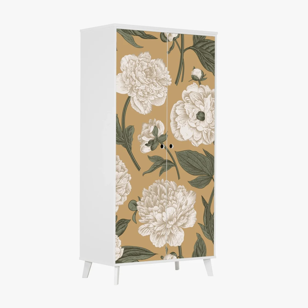 Schrankaufkleber vintage botanisches muster mit pfingstrosen – Wallnifity® Schrankaufkleber vintage botanisches muster mit pfingstrosen – Wallnifity®