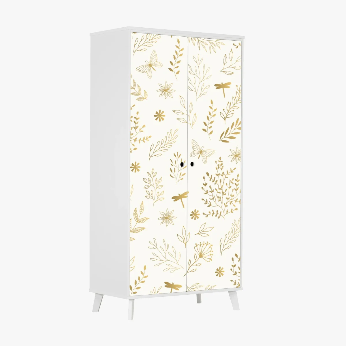 Schrankaufkleber goldenes botanisches muster – Wallnifity® Schrankaufkleber goldenes botanisches muster – Wallnifity®