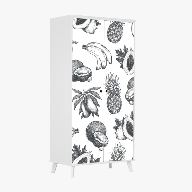 Schrankaufkleber handgezeichnetes muster tropischer früchte