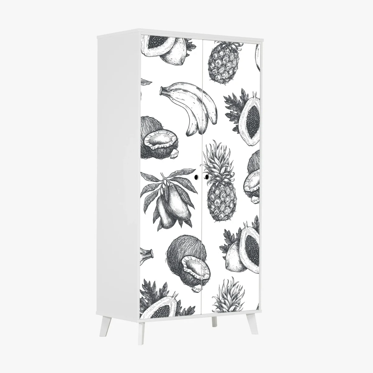 Schrankaufkleber handgezeichnetes muster tropischer früchte – Wallnifity®