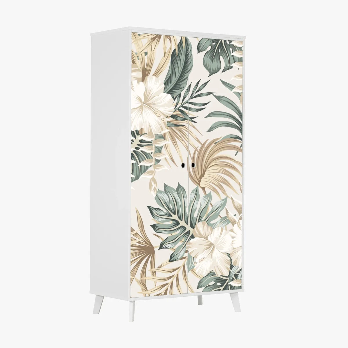 Schrankaufkleber zartes tropisches hibiskusmotiv – Wallnifity® Schrankaufkleber zartes tropisches hibiskusmotiv – Wallnifity®