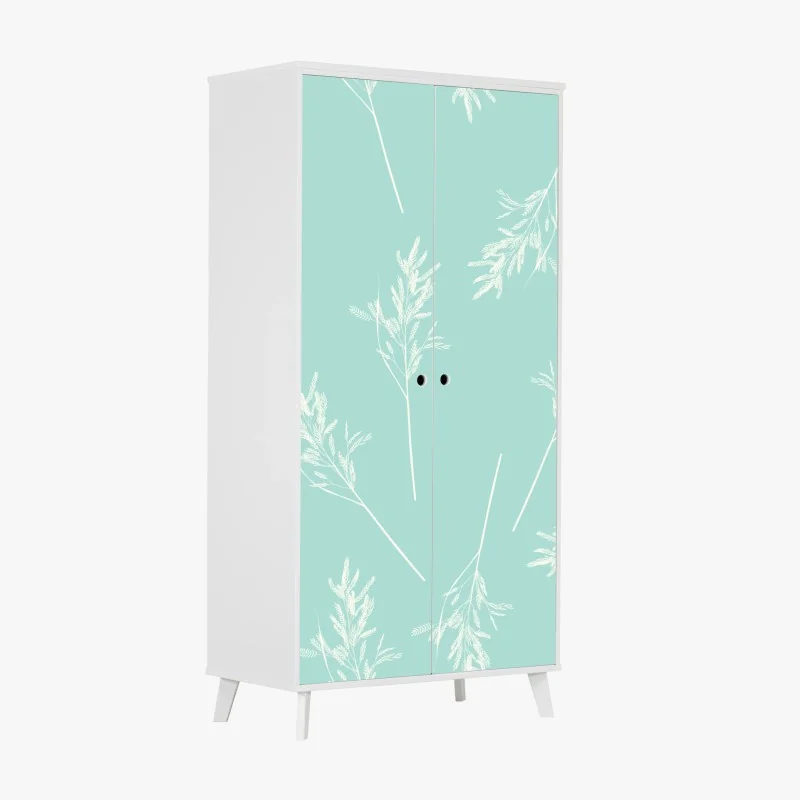 Schrankaufkleber zartes türkisfarbenes botanisches muster