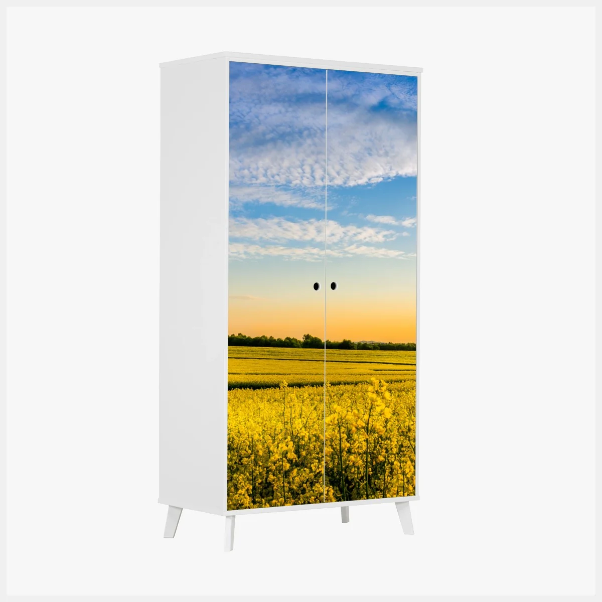 Schrankaufkleber sonnenbeschienenes rapsfeld im abendlicht – Wallnifity® Schrankaufkleber sonnenbeschienenes rapsfeld im abendlicht – Wallnifity®