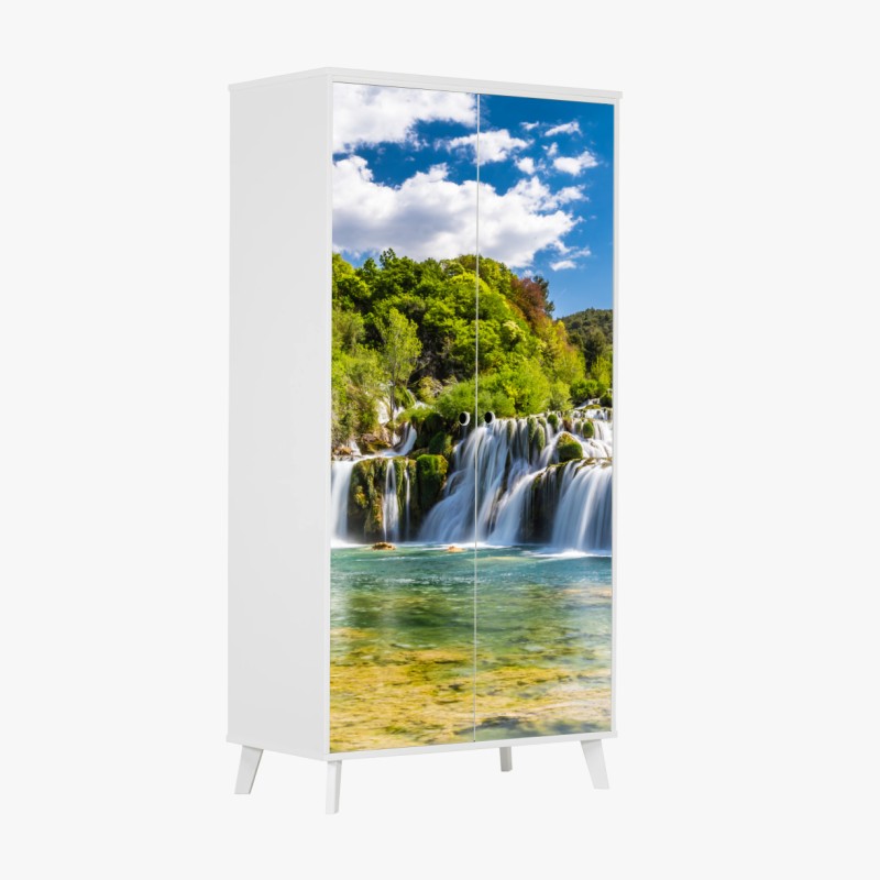 Schrankaufkleber sanftes blaues botanisches muster – Wallnifity®