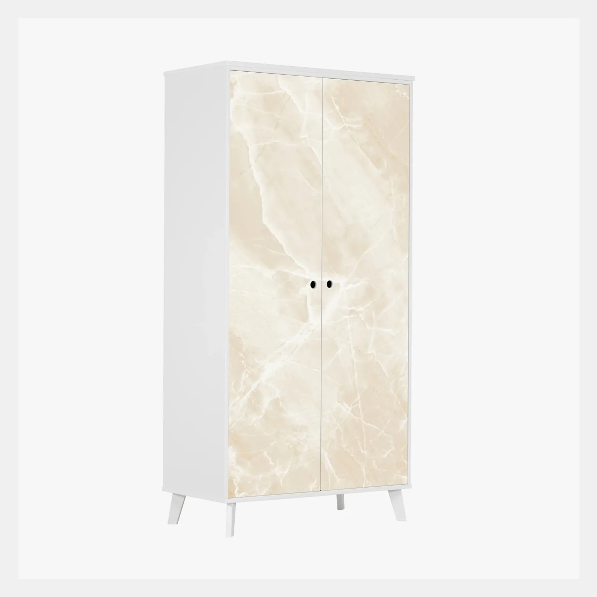 Schrankaufkleber beige marmorstruktur mit weißen adern – Wallnifity®