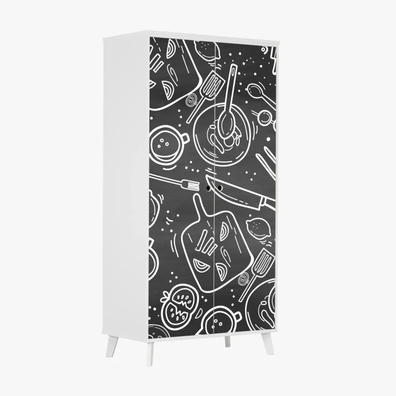 Schrankaufkleber zarte lotus-linienzeichnung – Wallnifity®