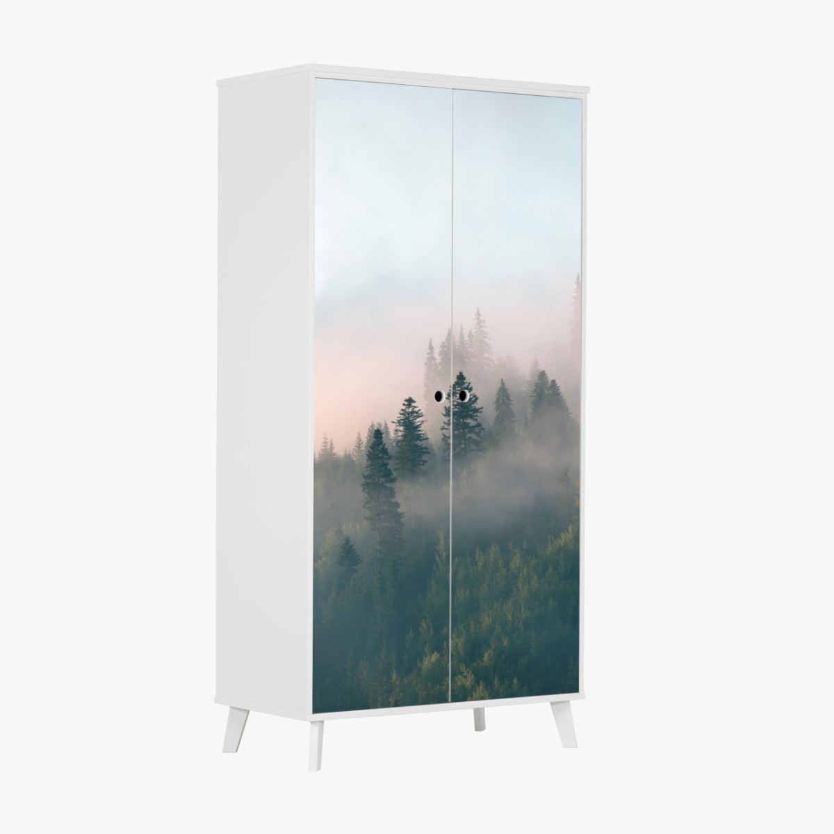 Schrankaufkleber nebliger morgenwald – Wallnifity®