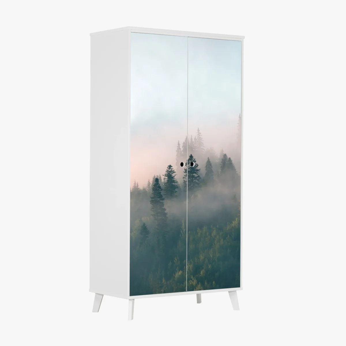 Schrankaufkleber nebliger morgenwald – Wallnifity®