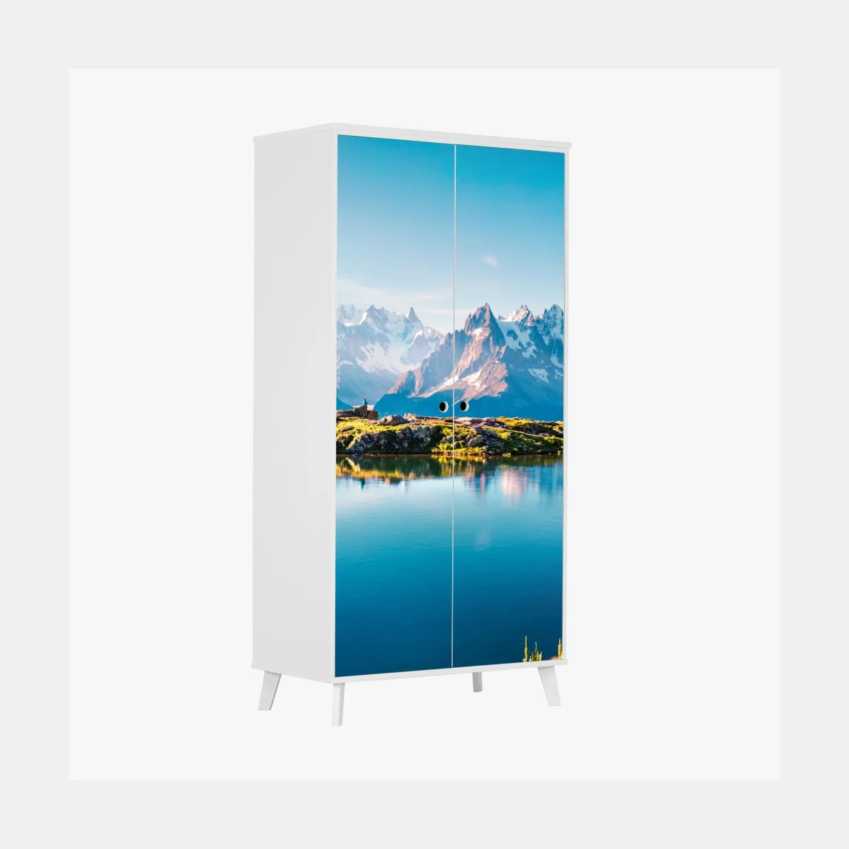 Schrankaufkleber Lac Blanc mit Blick auf Mont Blanc – Wallnifity® Schrankaufkleber Lac Blanc mit Blick auf Mont Blanc – Wallnifity®