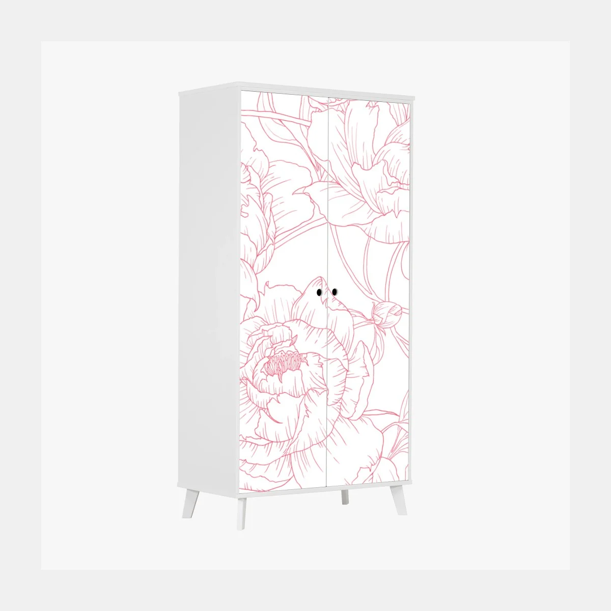 Schrankaufkleber zartes rosa paeonien-line-art-muster – Wallnifity® Schrankaufkleber zartes rosa paeonien-line-art-muster – Wallnifity®