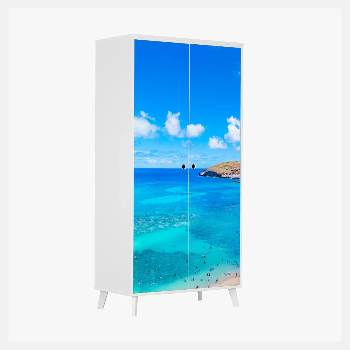 Schrankaufkleber tropische türkisfarbene bucht panorama – Wallnifity®