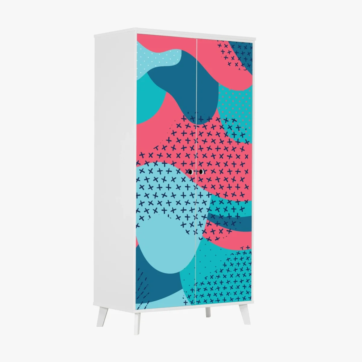 Schrankaufkleber verspieltes türkisfarbenes abstraktes muster – Wallnifity® Schrankaufkleber verspieltes türkisfarbenes abstraktes muster – Wallnifity®