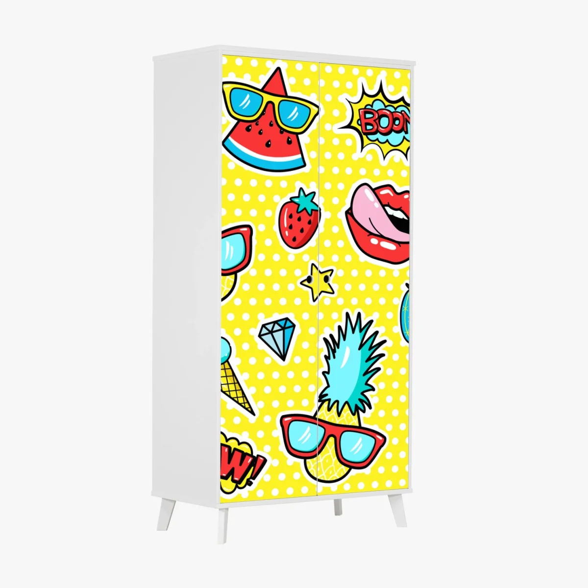 Schrankaufkleber buntes pop-art aufklebermuster – Wallnifity®