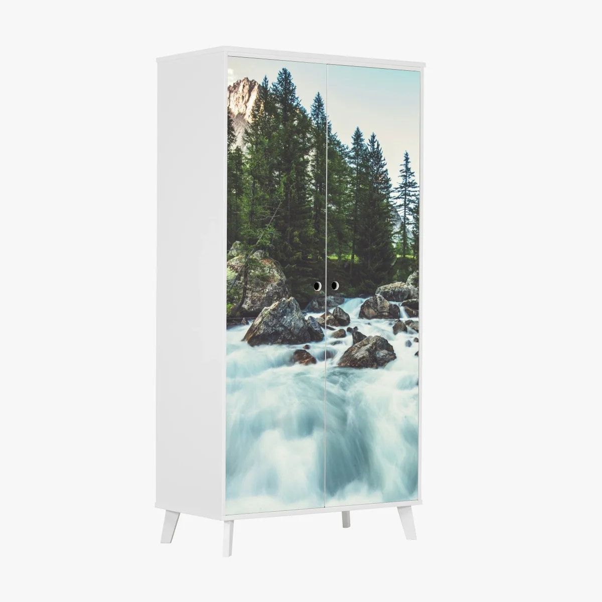 Schrankaufkleber malerischer alpiner fluss im Ferret Valley – Wallnifity® Schrankaufkleber malerischer alpiner fluss im Ferret Valley – Wallnifity®