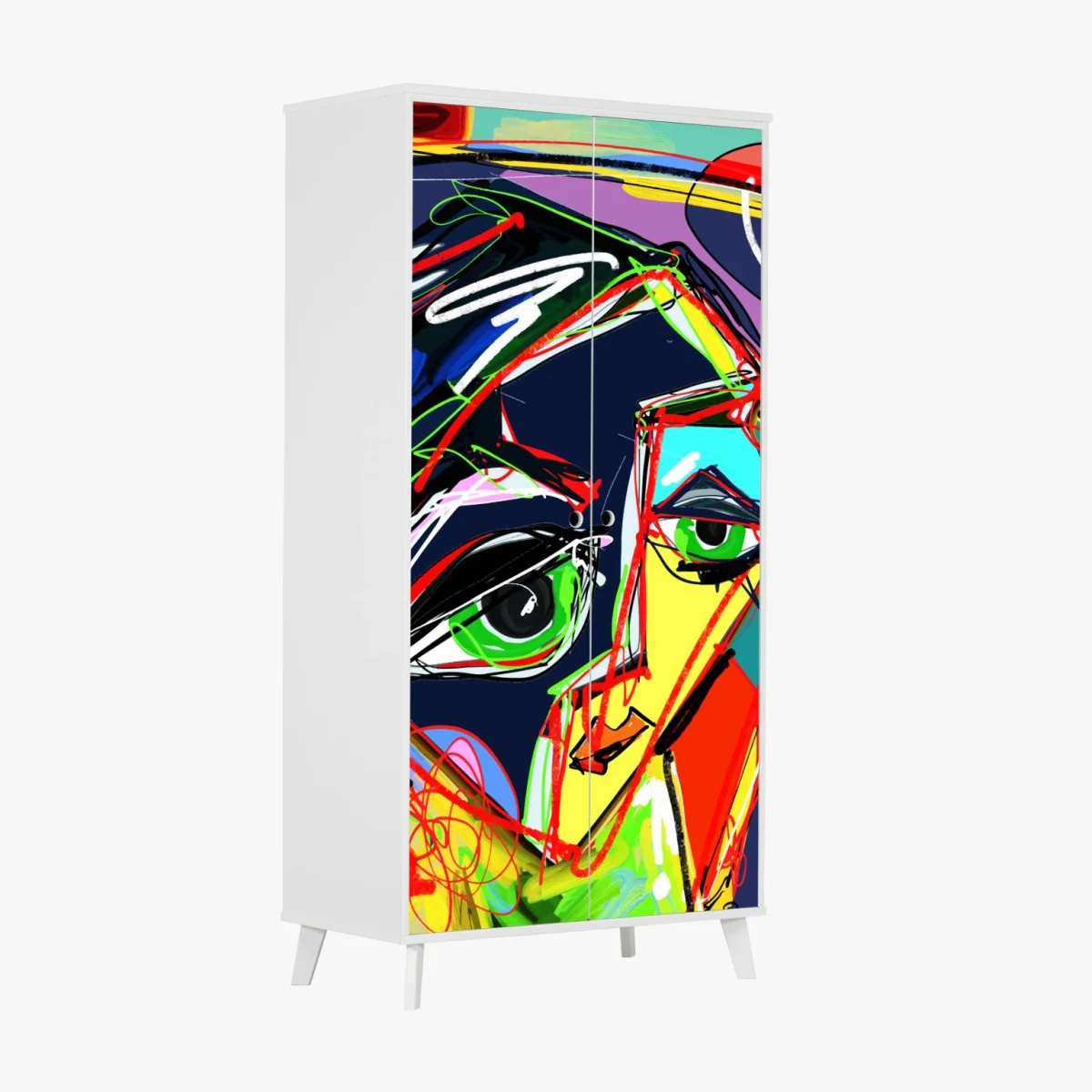 Schrankaufkleber farbenfrohes abstraktes gesichtsporträt – Wallnifity® Schrankaufkleber farbenfrohes abstraktes gesichtsporträt – Wallnifity®