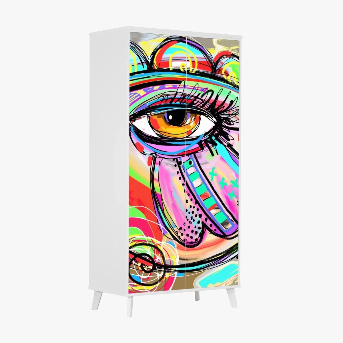 Schrankaufkleber lebhaftes abstraktes auge im pop-art stil – Wallnifity®