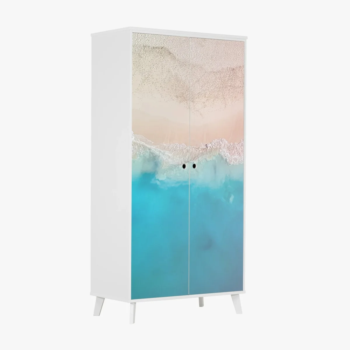 Schrankaufkleber pastell türkis strand aus der luft – Wallnifity® Schrankaufkleber pastell türkis strand aus der luft – Wallnifity®