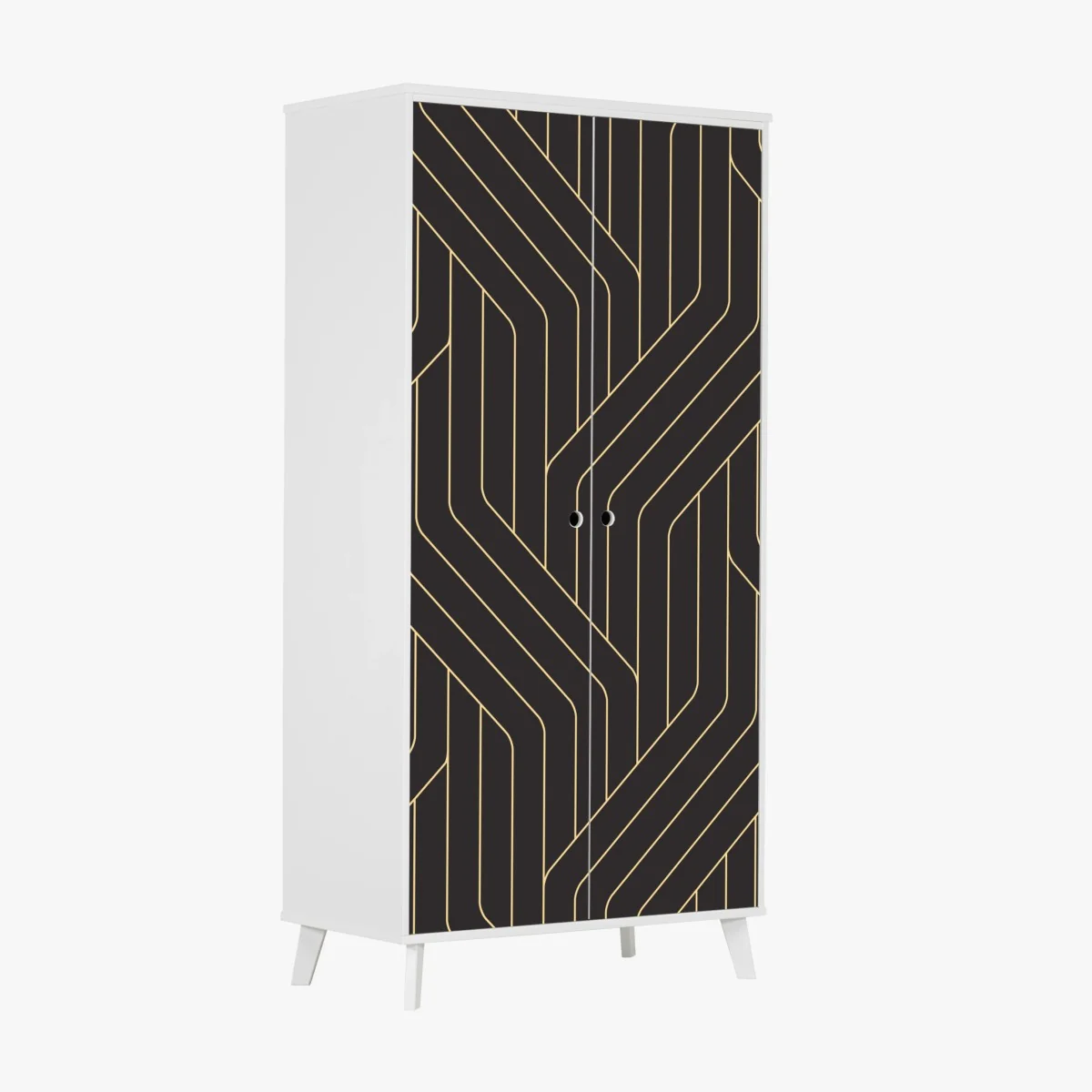 Schrankaufkleber geometrisches art deco muster in schwarz und gold – Wallnifity®