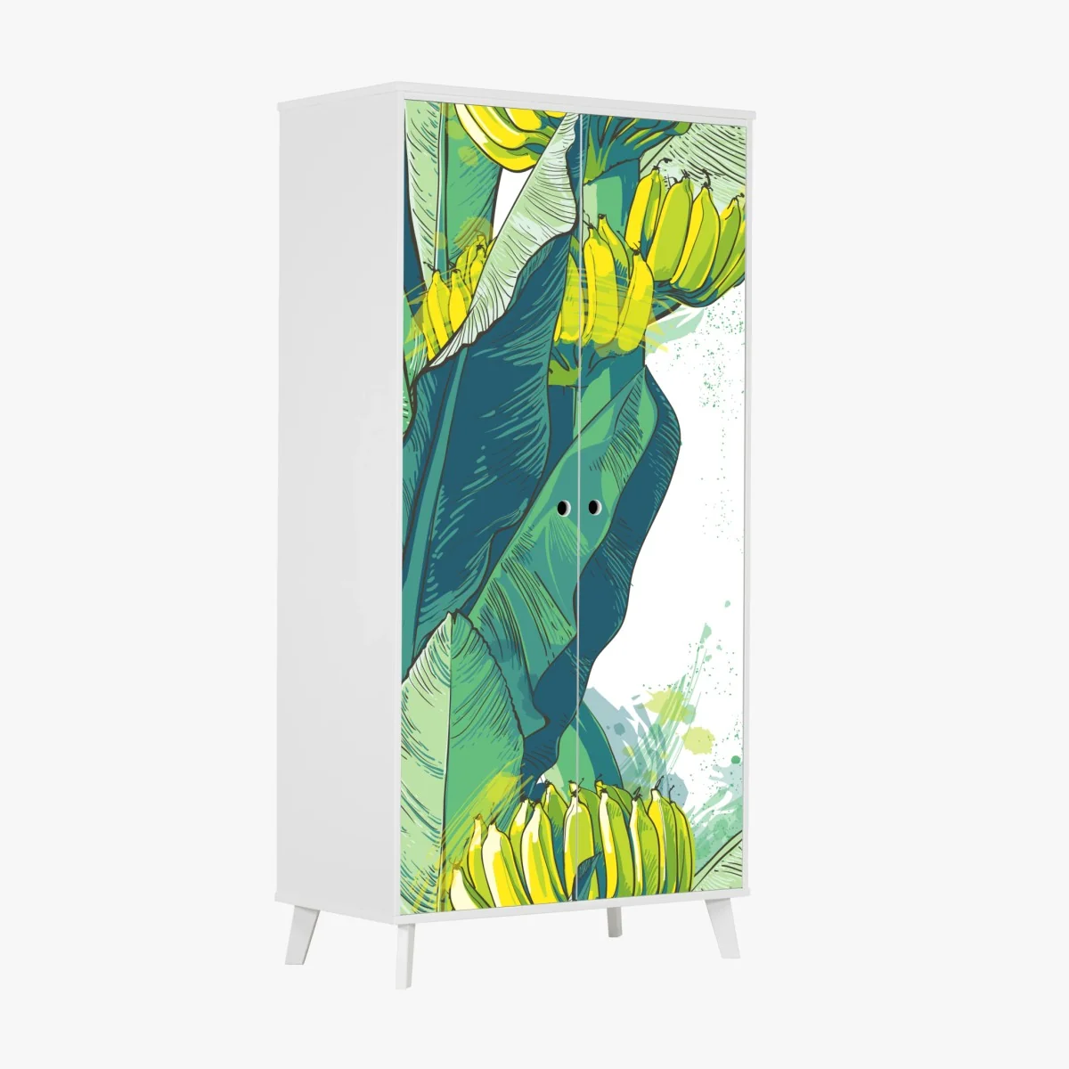 Schrankaufkleber tropische bananenblatt-illustration – Wallnifity® Schrankaufkleber tropische bananenblatt-illustration – Wallnifity®