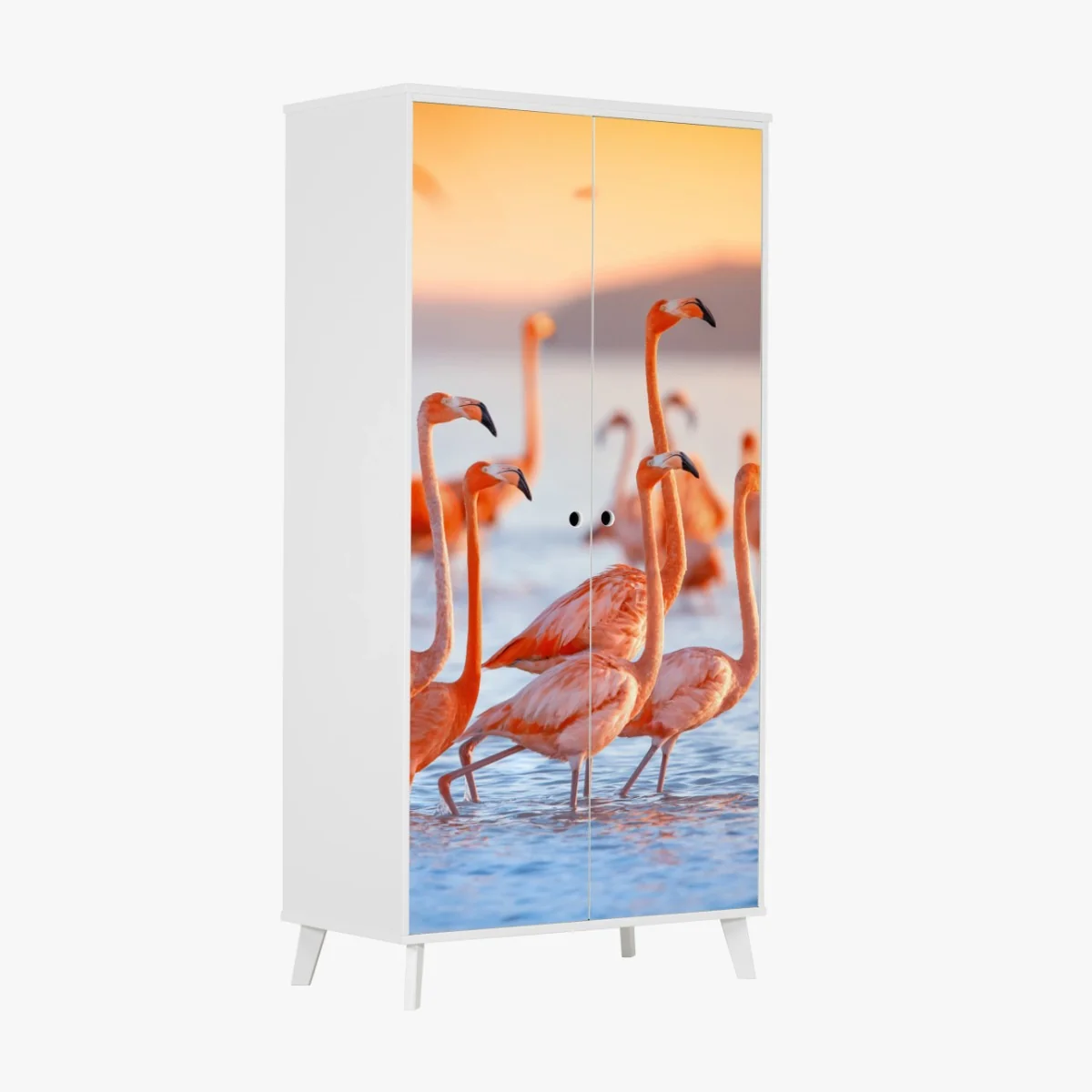 Schrankaufkleber rosa flamingos bei sonnenuntergang – Wallnifity® Schrankaufkleber rosa flamingos bei sonnenuntergang – Wallnifity®