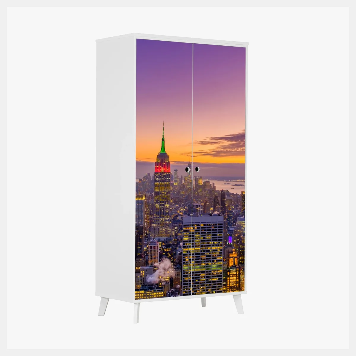 Schrankaufkleber lebendige New York skyline bei sonnenuntergang – Wallnifity® Schrankaufkleber lebendige New York skyline bei sonnenuntergang – Wallnifity®