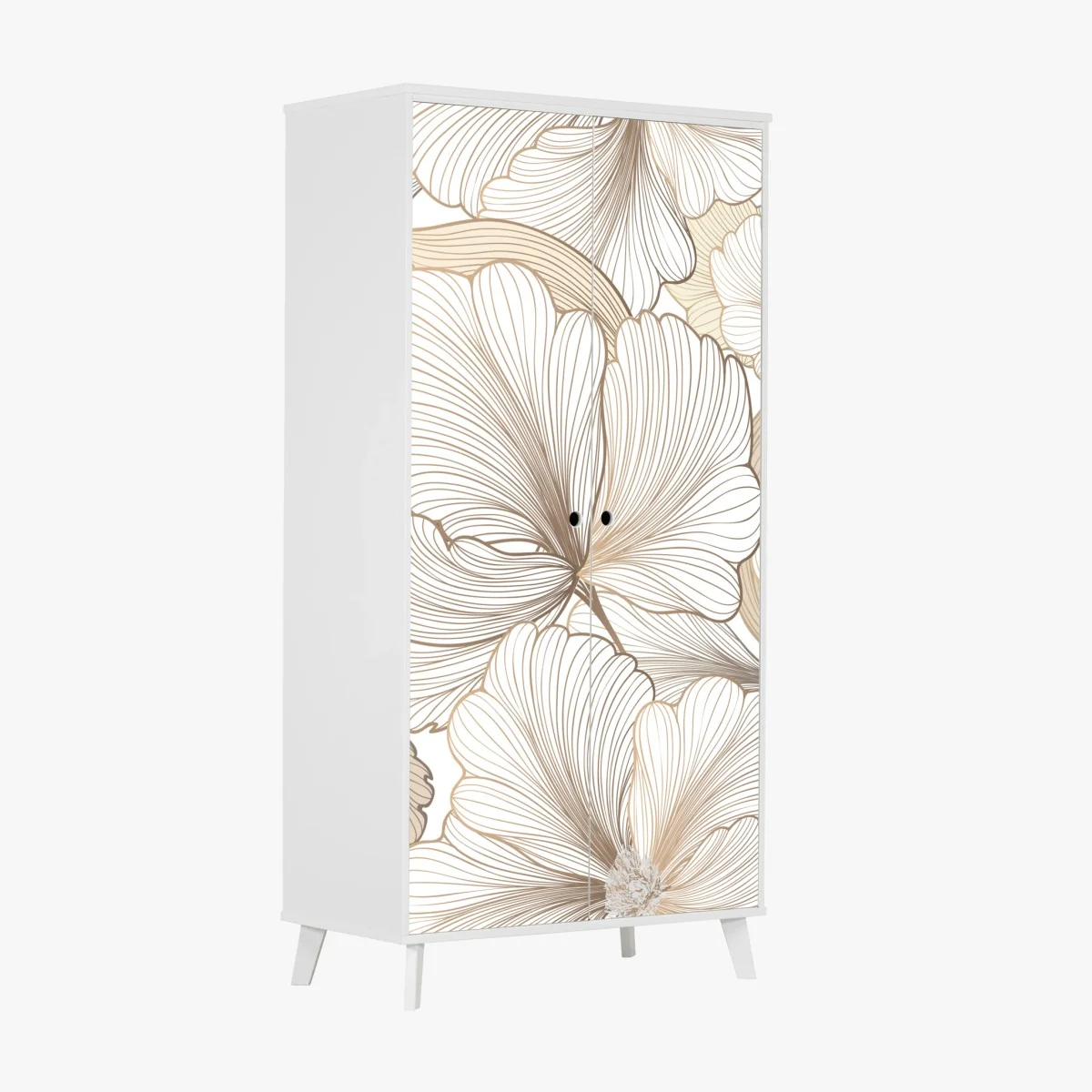 Schrankaufkleber zarte beige blumenillustration – Wallnifity®