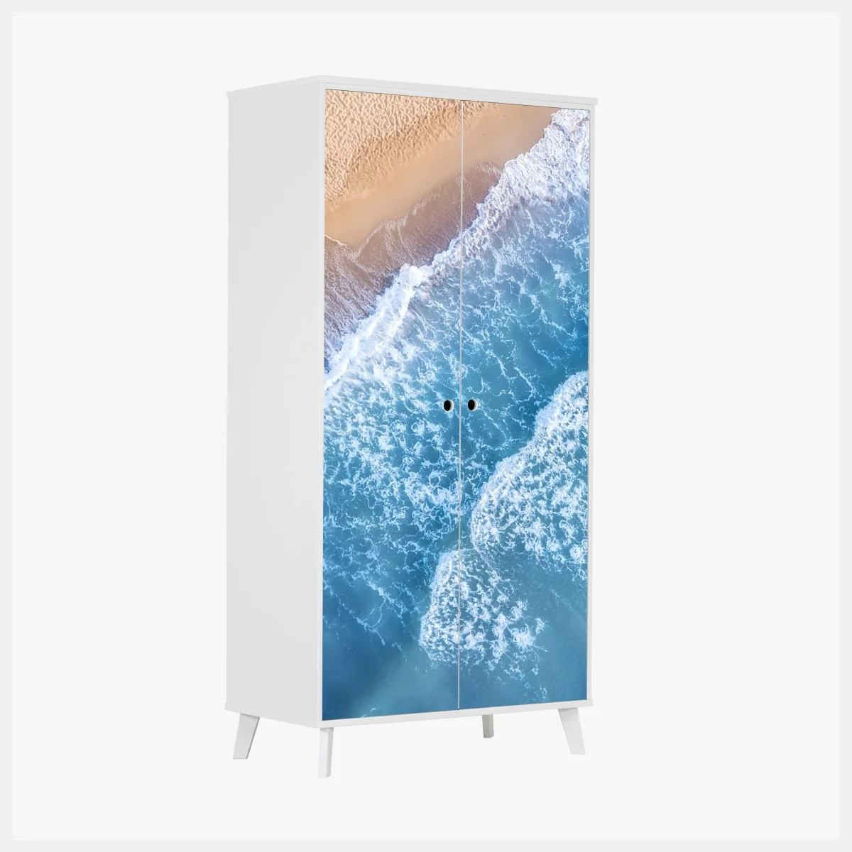 Schrankaufkleber luftaufnahme türkiser wellen an sandigem strand – Wallnifity® Schrankaufkleber luftaufnahme türkiser wellen an sandigem strand – Wallnifity®