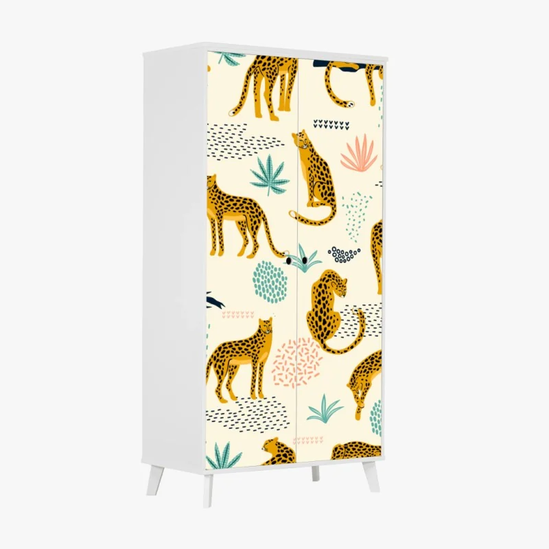 Schrankaufkleber verspieltes gepardenmuster in pastelltönen