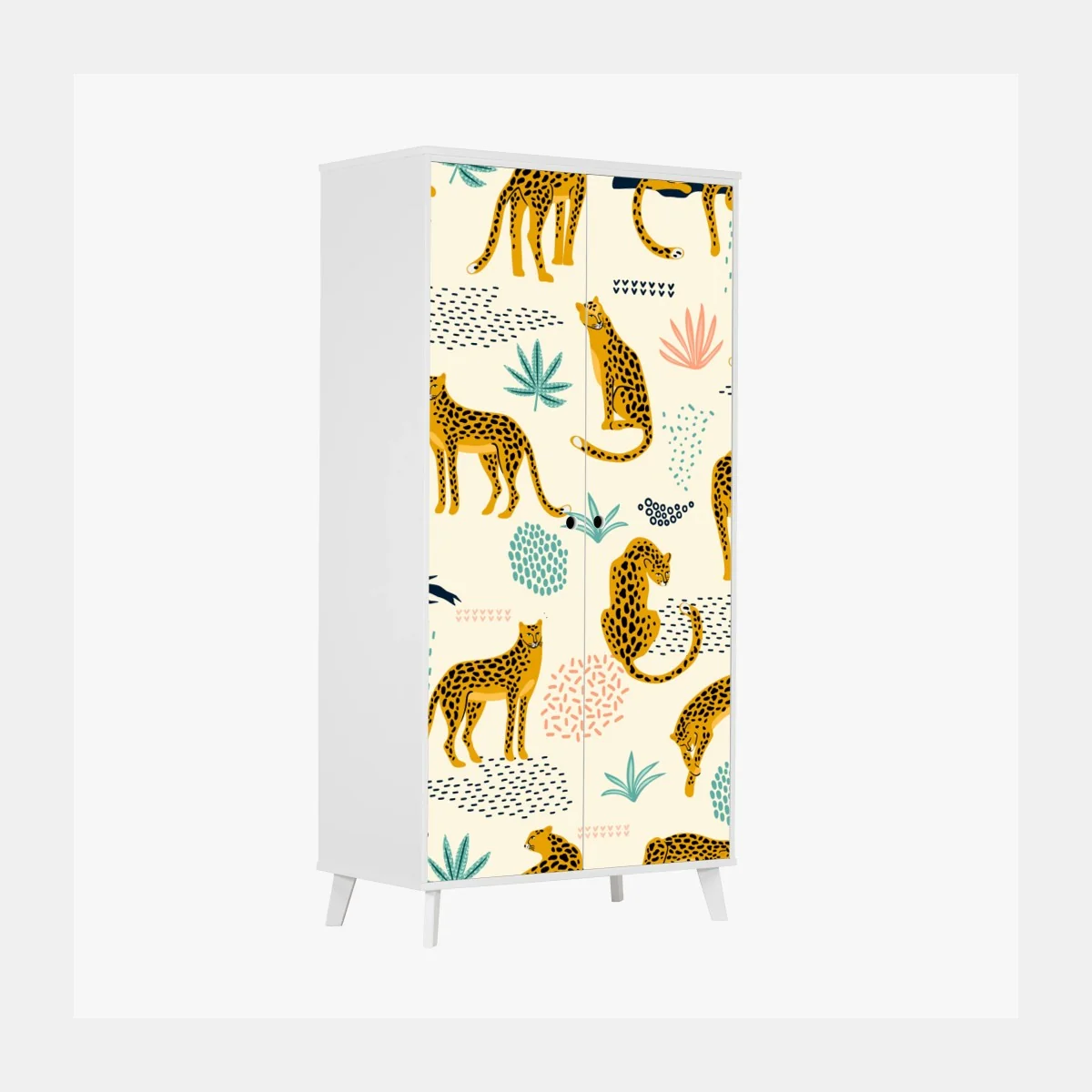 Schrankaufkleber verspieltes gepardenmuster in pastelltönen – Wallnifity®