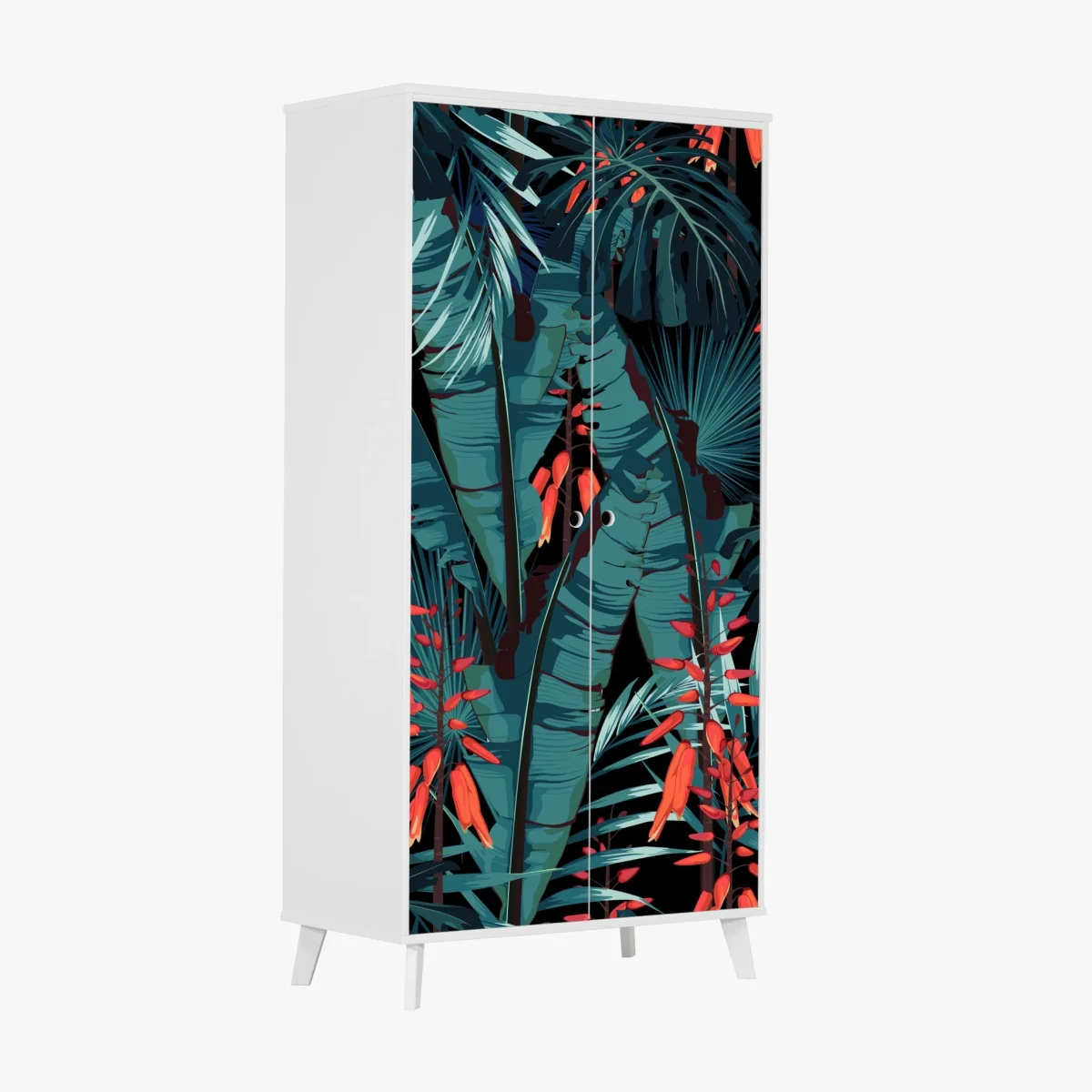 Schrankaufkleber tropisches türkis dschungelmuster – Wallnifity® Schrankaufkleber tropisches türkis dschungelmuster – Wallnifity®