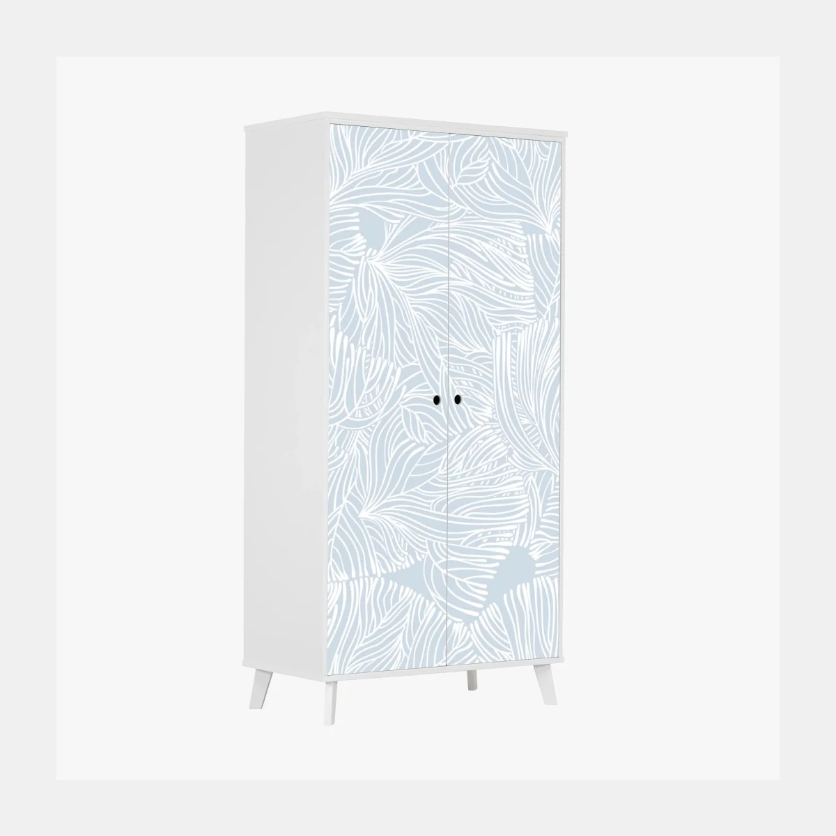 Schrankaufkleber sanftes blaues botanisches muster – Wallnifity®