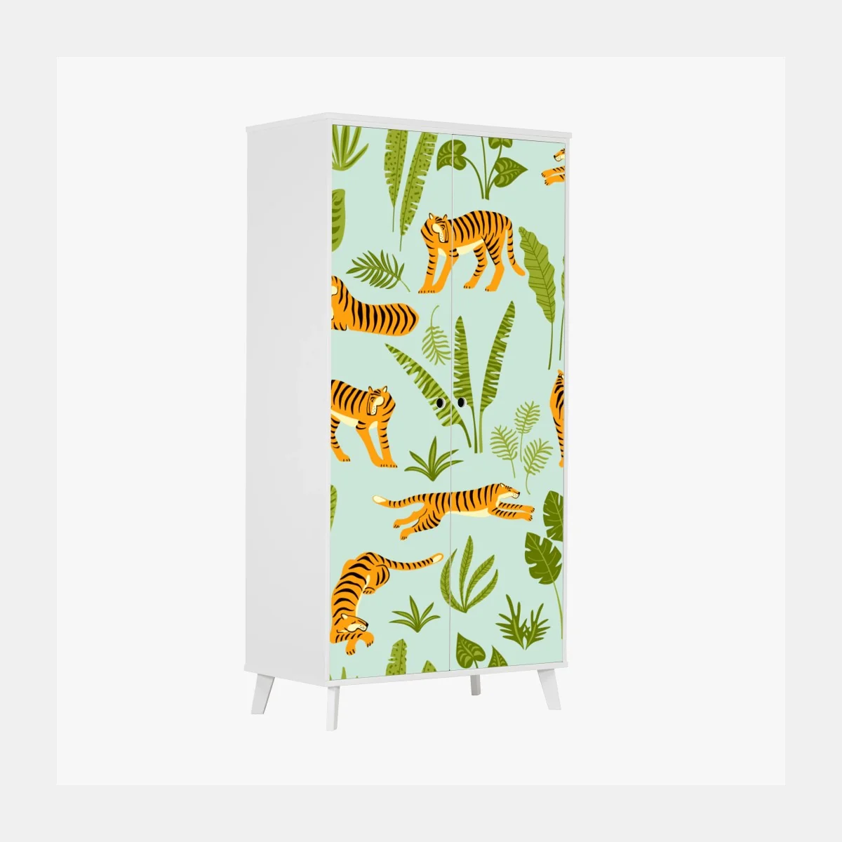 Schrankaufkleber verspieltes tiger dschungel muster – Wallnifity® Schrankaufkleber verspieltes tiger dschungel muster – Wallnifity®