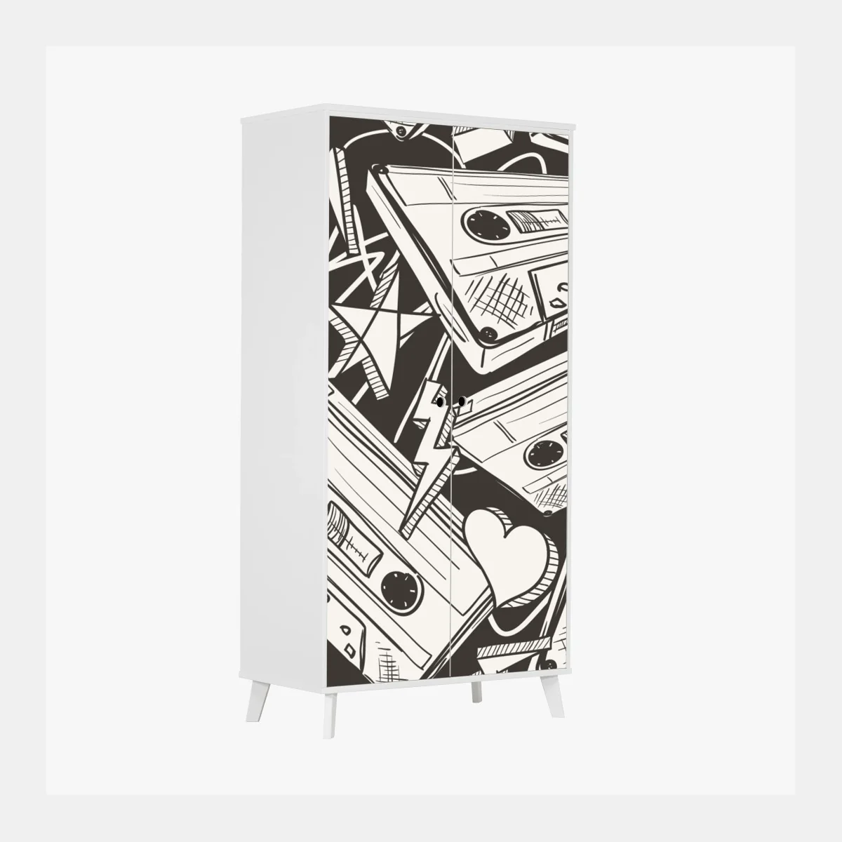 Schrankaufkleber vintage kassettenmuster – Wallnifity® Schrankaufkleber vintage kassettenmuster – Wallnifity®