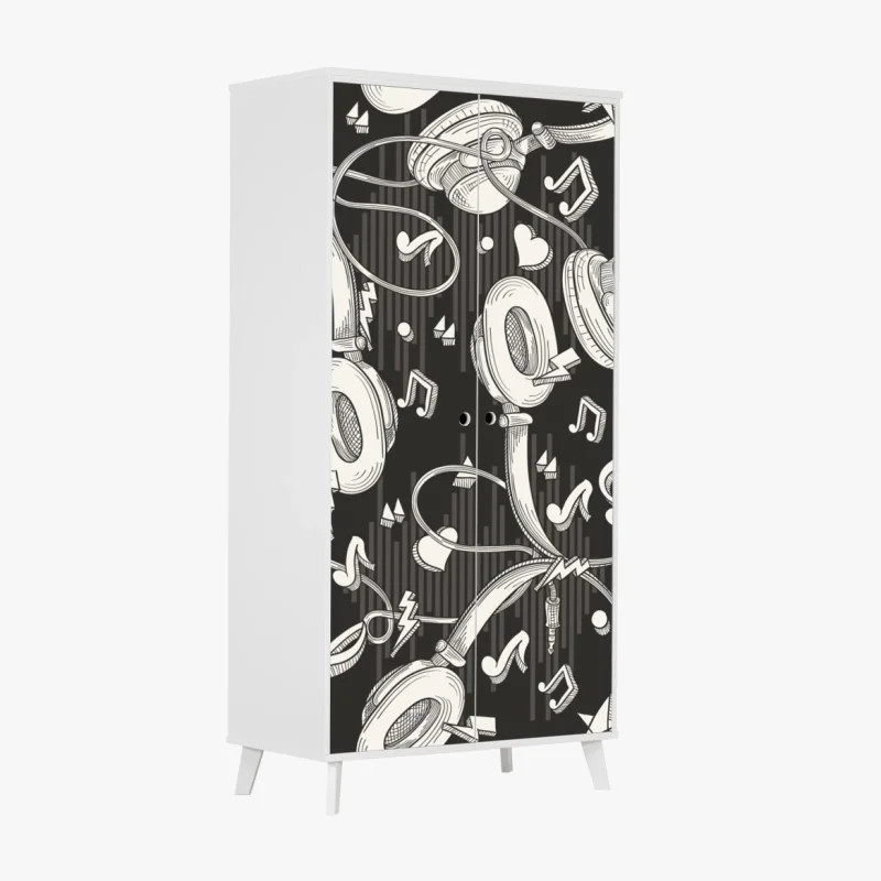 Schrankaufkleber pastell-einhornkatze auf dem regenbogen – Wallnifity®