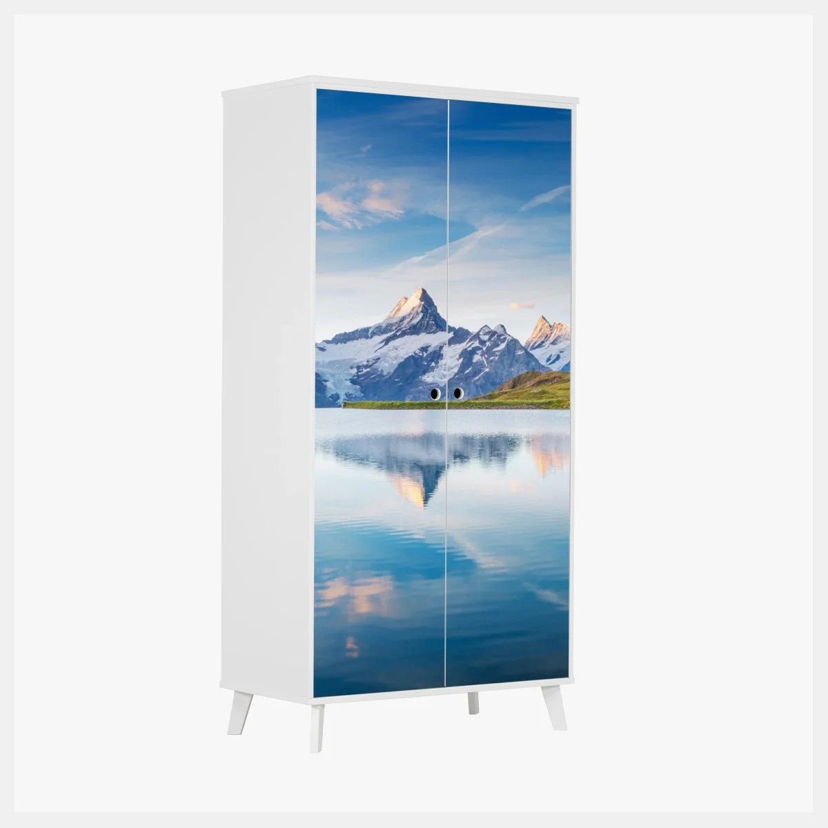 Schrankaufkleber majestätische Alpen-reflexion am Bachalpsee – Wallnifity® Schrankaufkleber majestätische Alpen-reflexion am Bachalpsee – Wallnifity®