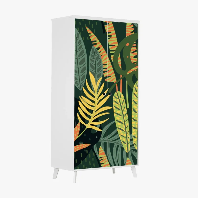 Schrankaufkleber botanisches blattmuster im dschungelstil