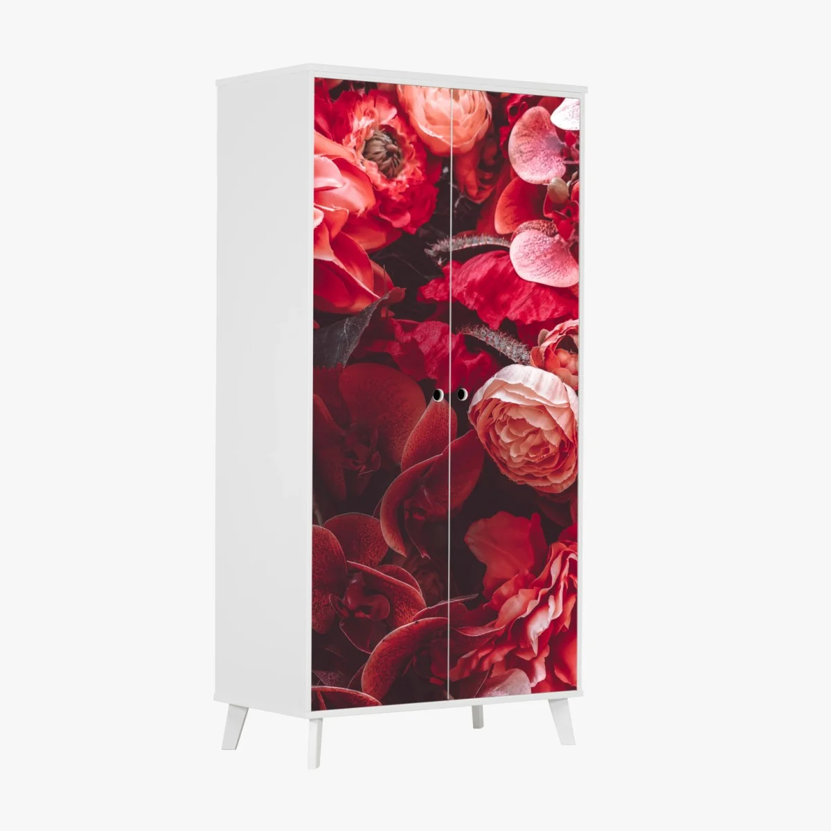 Schrankaufkleber prächtiges blütenmeer in tiefroten tönen – Wallnifity® Schrankaufkleber prächtiges blütenmeer in tiefroten tönen – Wallnifity®