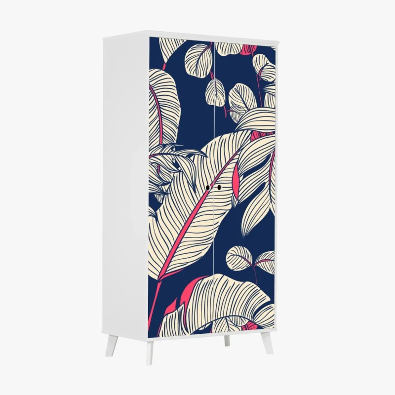 Schrankaufkleber minimalistisches schwarzes blumen-rautenmuster – Wallnifity®